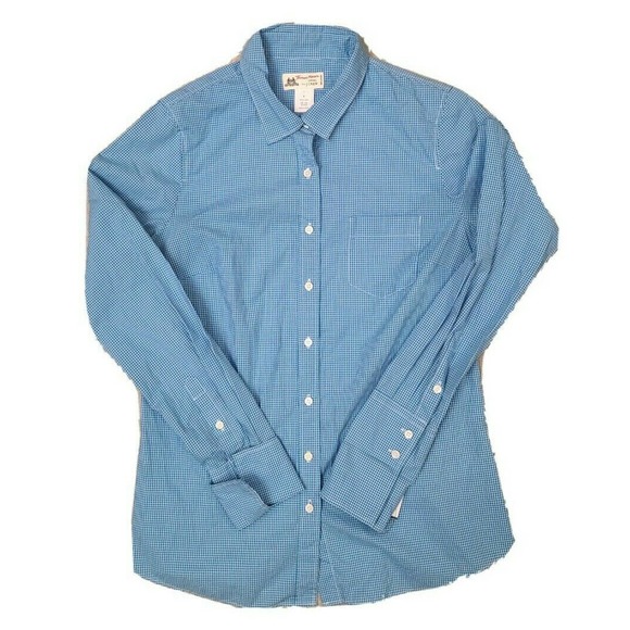Thomas Mason X J. Crew Blue Gingham Check Womens Top Sz 6 - Picture 1 of 4